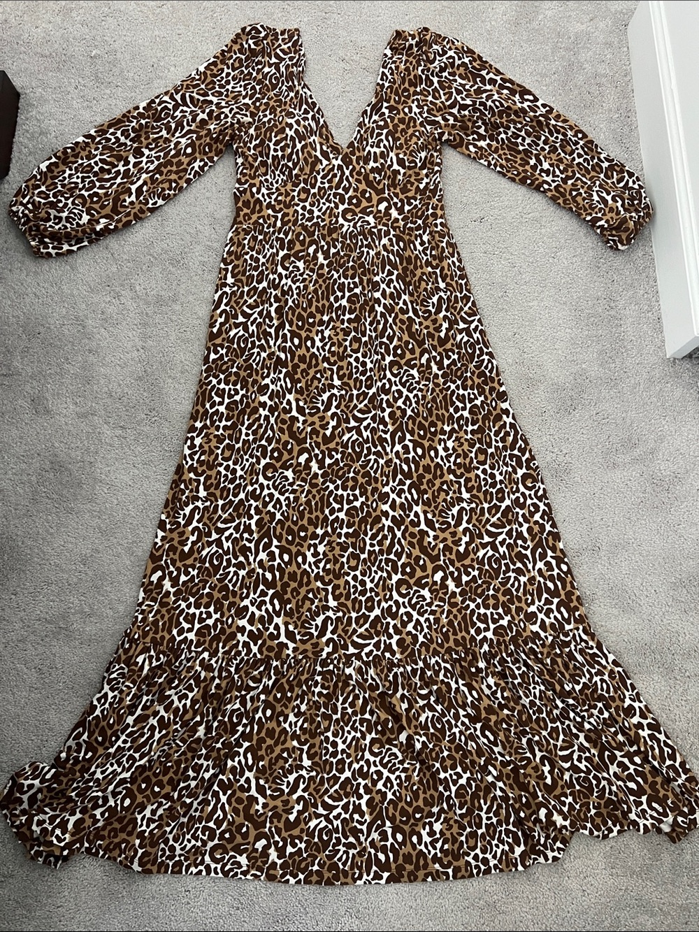 Lilly Pulitzer Brown and White Leopard Print Maxi Dress